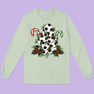 Lightning Soccer Christmas Tree Long Sleeve Tee Designed By Ranaportraitstore