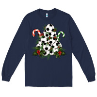 Navy Lightning Soccer Christmas Tree Long Sleeve Tee - RanaPortraitStore