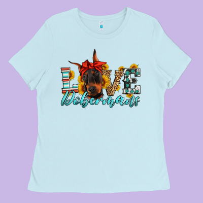Love Dobermans Ladies Tee Designed By Artiststas