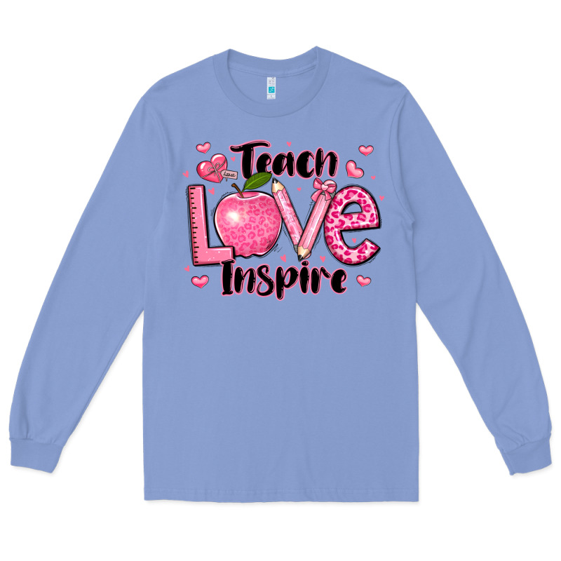 Teach Love Inspire Teacher Valentines Day Long Sleeve Tee by LillyAllenDesigns | Teevron