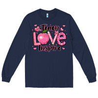 Navy teach love inspire teacher valentines day Long Sleeve Tee - LillyAllenDesigns