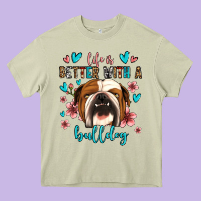 Life Is Better With A Bulldog Heavy Core Tee Designed By Jasminsmagicworld