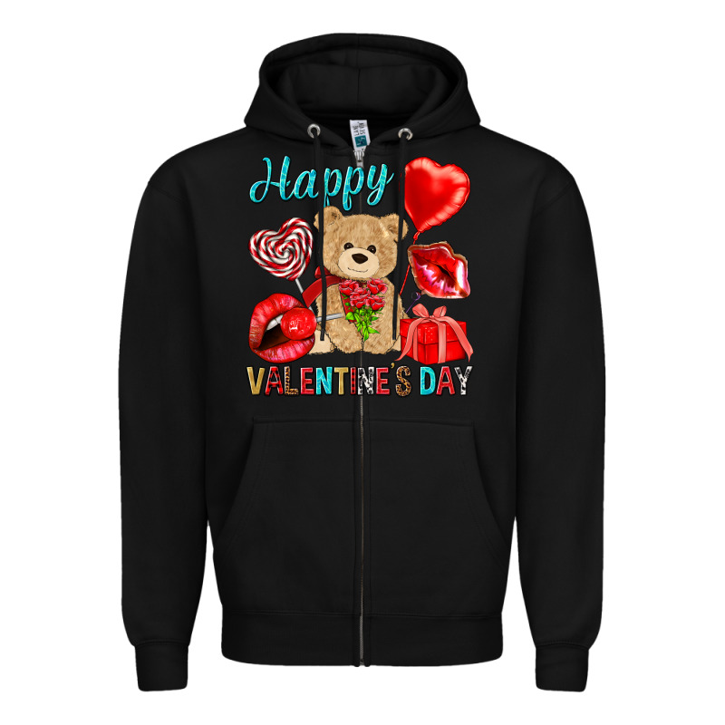 Happy Valentines Day Valentine's Day Zipper Hoodie by HowdyJamesFarm | Teevron