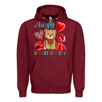 Burgundy happy valentines day Valentine's Day Zipper Hoodie - HowdyJamesFarm