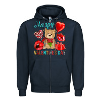 Navy happy valentines day Valentine's Day Zipper Hoodie - HowdyJamesFarm
