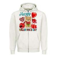 Oatmeal Heather happy valentines day Valentine's Day Zipper Hoodie - HowdyJamesFarm