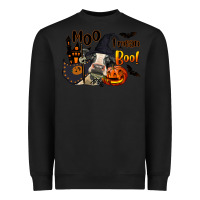 Black Moo I Mean Boo Holstein Cow Heavyweight Sweatshirt - LillyAllenDesigns