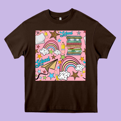 School With Rainbow Seamless Pattern Heavy Core Tee Designed By Bundleandbundleshop