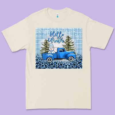 Hello Winter Snowman Truck Premium Tee Designed By Adodesignshop