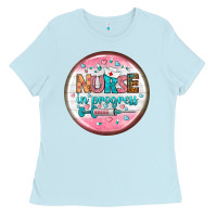 Baby Blue nurse round earrings 2 Ladies Tee - BundleAndBundleShop