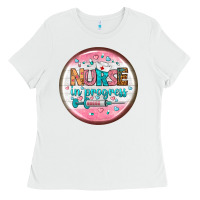 White nurse round earrings 2 Ladies Tee - BundleAndBundleShop