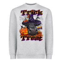 Heather Grey Trick Or Treat Black Angus Heifer Heavyweight Sweatshirt - LillyAllenDesigns