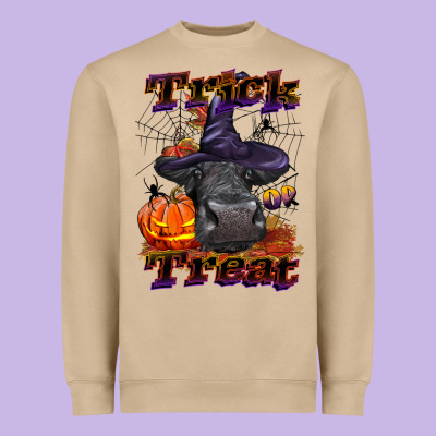 Trick Or Treat Black Angus Heifer Heavyweight Sweatshirt Designed By Lillyallendesigns