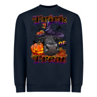 Navy Trick Or Treat Black Angus Heifer Heavyweight Sweatshirt - LillyAllenDesigns