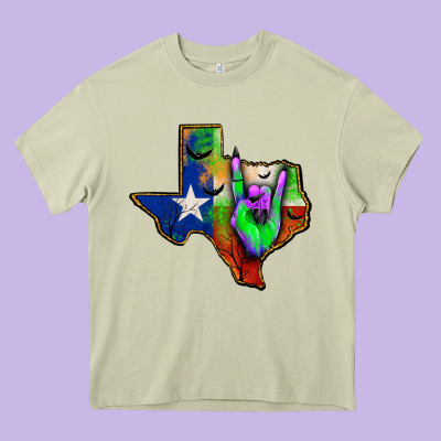 Texas Map Halloween Heavy Core Tee Designed By Jahusdesignshop