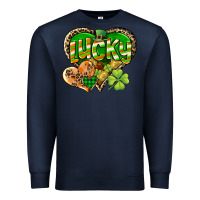 Navy Lucky heart St. Patrick's Day Premium Sweatshirt - CowGirlArtShop