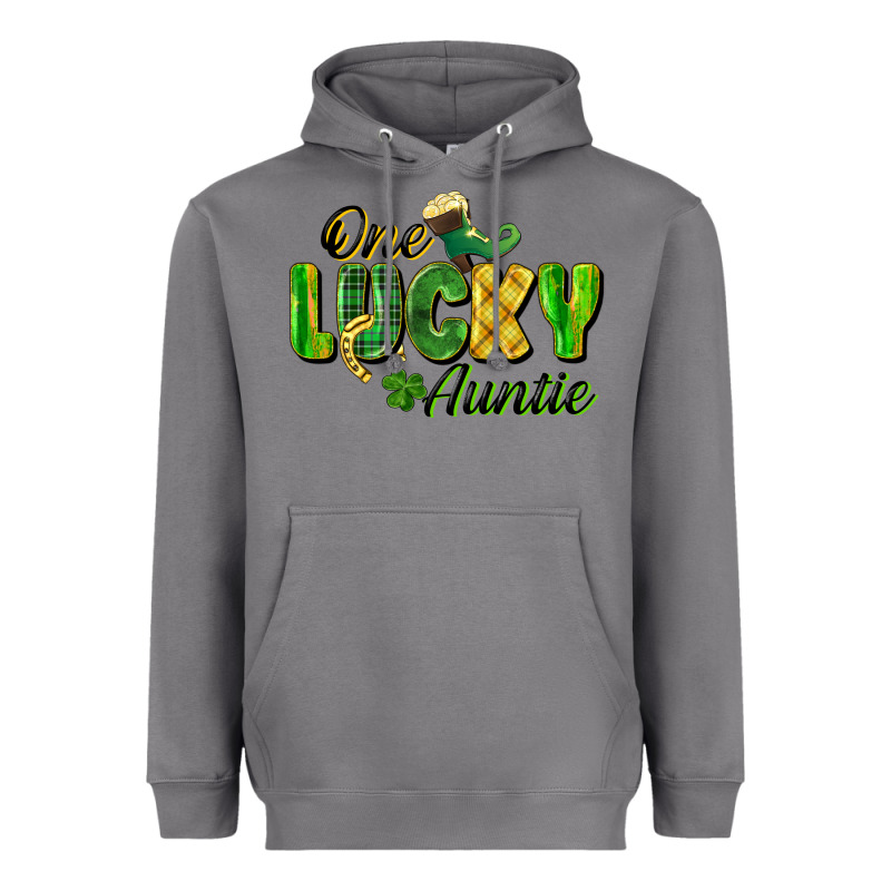 One Lucky Auntie St. Patrick's Day Heavyweight Hoodie by CowGirlArtShop | Teevron
