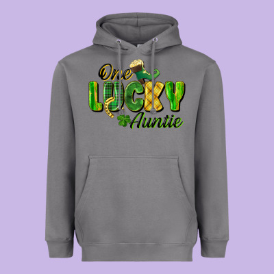 One Lucky Auntie St. Patrick's Day Heavyweight Hoodie Designed By Cowgirlartshop