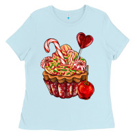 Baby Blue Christmas candy cupcake Ladies Tee - AdoDesignShop
