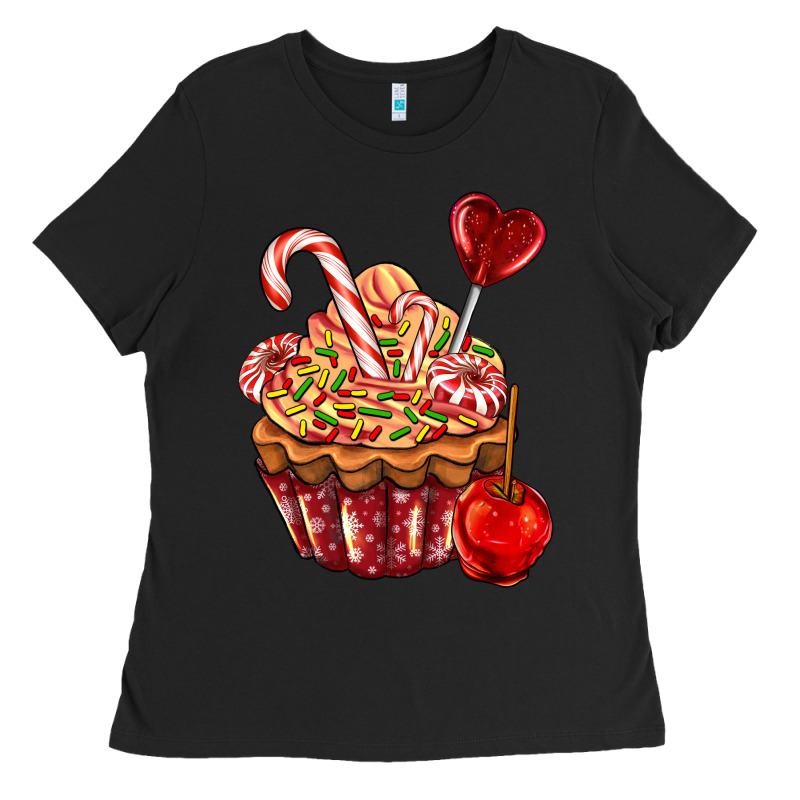 Christmas Candy Cupcake Ladies Tee by AdoDesignShop | Teevron