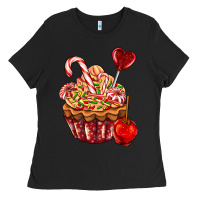 Black Christmas candy cupcake Ladies Tee - AdoDesignShop