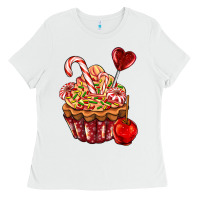 White Christmas candy cupcake Ladies Tee - AdoDesignShop