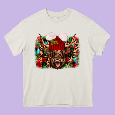 Highland Cow Christmas Heavy Core Tee Designed By Jahusdesignshop