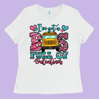 I've Got A Bus Full Of Valentines School Bus Ladies Tee Designed By Jasminsmagicworld