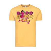 Vintage Mustard boss lady afro woman Vintage Tee - NancyCooperArtShop