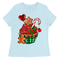 Baby Blue christmas cupcake Ladies Tee - AdoDesignShop