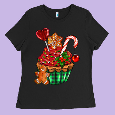 Christmas Cupcake Ladies Tee Designed By Adodesignshop