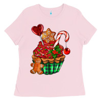 Bubblegum Pink christmas cupcake Ladies Tee - AdoDesignShop