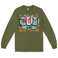 Army Green god is my refuge and strength Long Sleeve Tee - LillyAllenDesigns