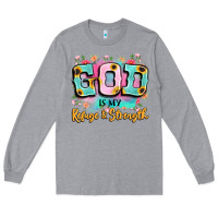 Heather Grey god is my refuge and strength Long Sleeve Tee - LillyAllenDesigns