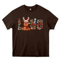 Chocolate Brown love christmas reindeer Heavy Core Tee - Jasminsmagicworld