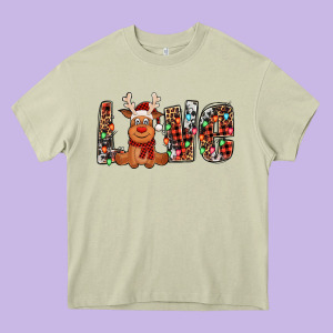 Love Christmas Reindeer Heavy Core Tee Designed By Jasminsmagicworld