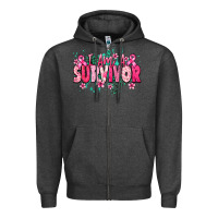 Charcoal Heather I am a survivor Cancer Awareness Zipper Hoodie - HowdyJamesFarm