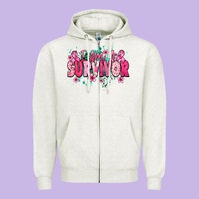 I Am A Survivor Cancer Awareness Zipper Hoodie Designed By Howdyjamesfarm