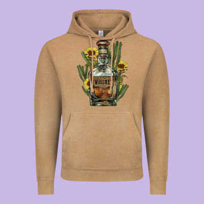 Western Whiskey Bottle Vintage Hoodie Designed By Nancycooperartshop