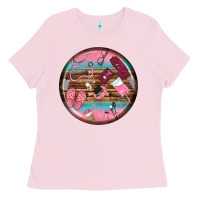 Bubblegum Pink nurse round earrings Ladies Tee - BundleAndBundleShop