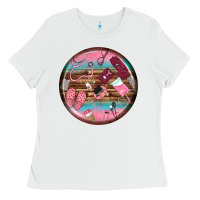 White nurse round earrings Ladies Tee - BundleAndBundleShop