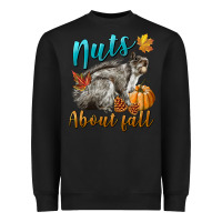 Black Nuts About Fall Squirrel Heavyweight Sweatshirt - LillyAllenDesigns