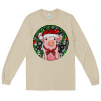 Mushroom Sitting Pig Christmas Long Sleeve Tee - RanaPortraitStore