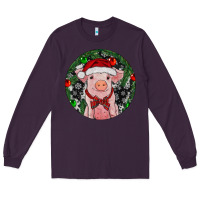 Plum Sitting Pig Christmas Long Sleeve Tee - RanaPortraitStore