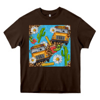 Chocolate Brown school bus seamless pattern Heavy Core Tee - BundleAndBundleShop