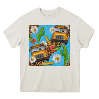 Cream school bus seamless pattern Heavy Core Tee - BundleAndBundleShop