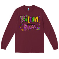 Burgundy rollin' with my krewe mardi gras Long Sleeve Tee - LillyAllenDesigns