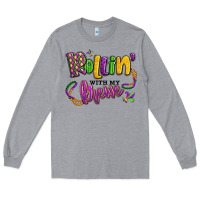 Heather Grey rollin' with my krewe mardi gras Long Sleeve Tee - LillyAllenDesigns