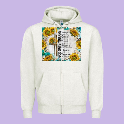 God Says You Are With Sunflower Zipper Hoodie Designed By Tumblerdesignbyshophia