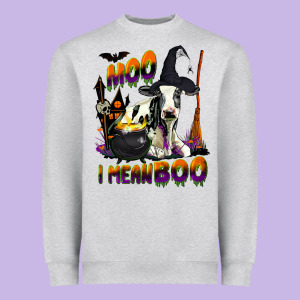 Moo I Mean Boo Holstein Cow Heavyweight Sweatshirt Designed By Lillyallendesigns